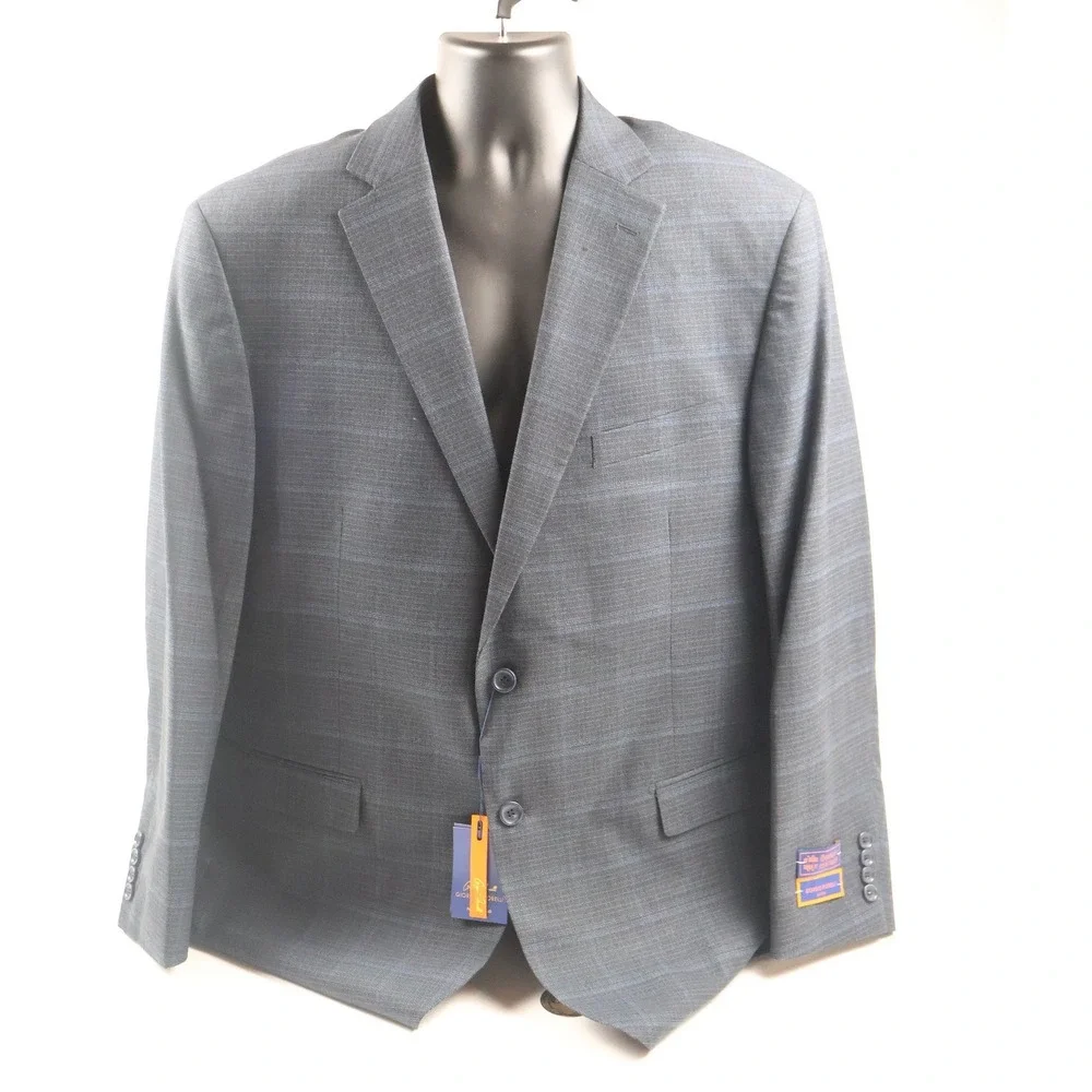 Giorgio Fiorelli Suit 2BT Vent Nopleat Blue Plaid 50/44 NWT